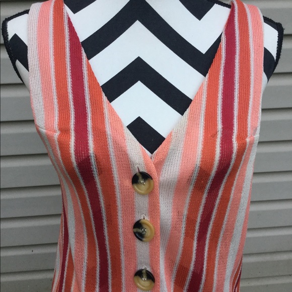 New Free People Bridget Orange Striped Top - Picture 6 of 8